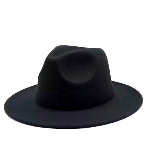 Stylish Black Stiff Brim Tall Dented Crown Fedora Hat NEW - Picture 1 of 4